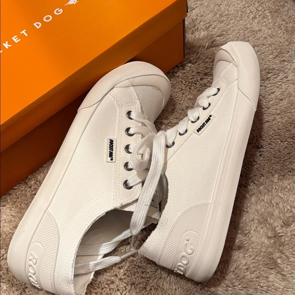 NWT ROCKET DOG Jazzin White Canvas Sneakers tennis shoes 8.5 - Picture 6 of 12
